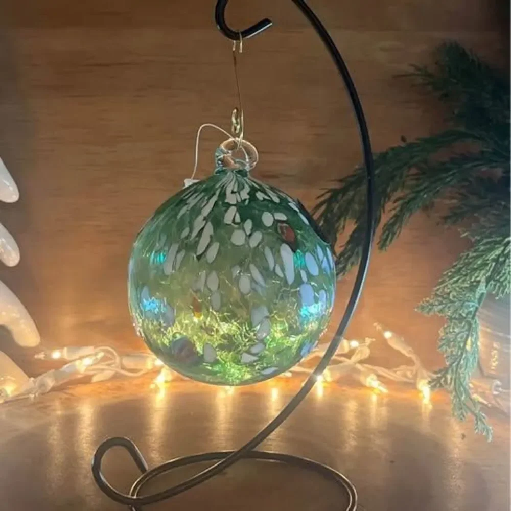 Handblown Murano Glass Witch Ball Ornament new with tags 3.5”